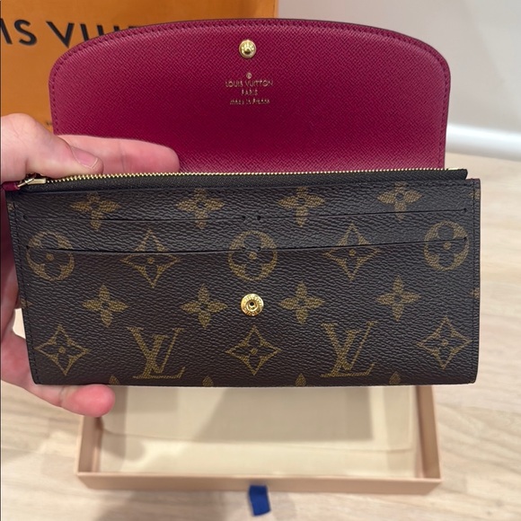 Louis Vuitton Emilie Wallet Dark Brown Monogram Wallet with Red Accent - Picture 4 of 4